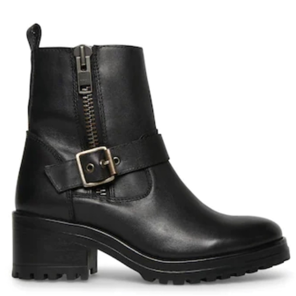 NWOT - Steve Madden Garland Bootie - Genuine Leather Moto Boot - 2” Block Heel